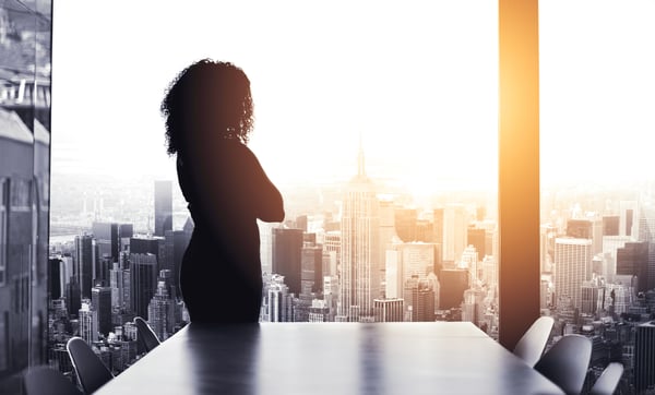 Businesswoman overlooking the city